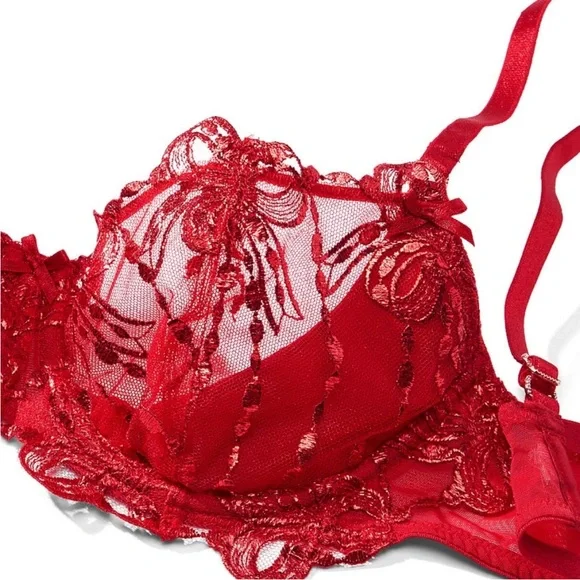 Victoria’s Secret Wicked Unlined Bow Embroidery Balconette Bra and Panty Set 36C - Picture 2 of 16